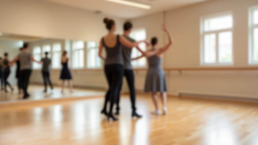 Dance studio interior with wooden floors and mirrors showing bright natural lighting and welcoming atmosphere